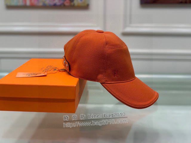 Hermes男女同款帽子 愛馬仕經典H橙色棒球帽鴨舌帽  mm1355
